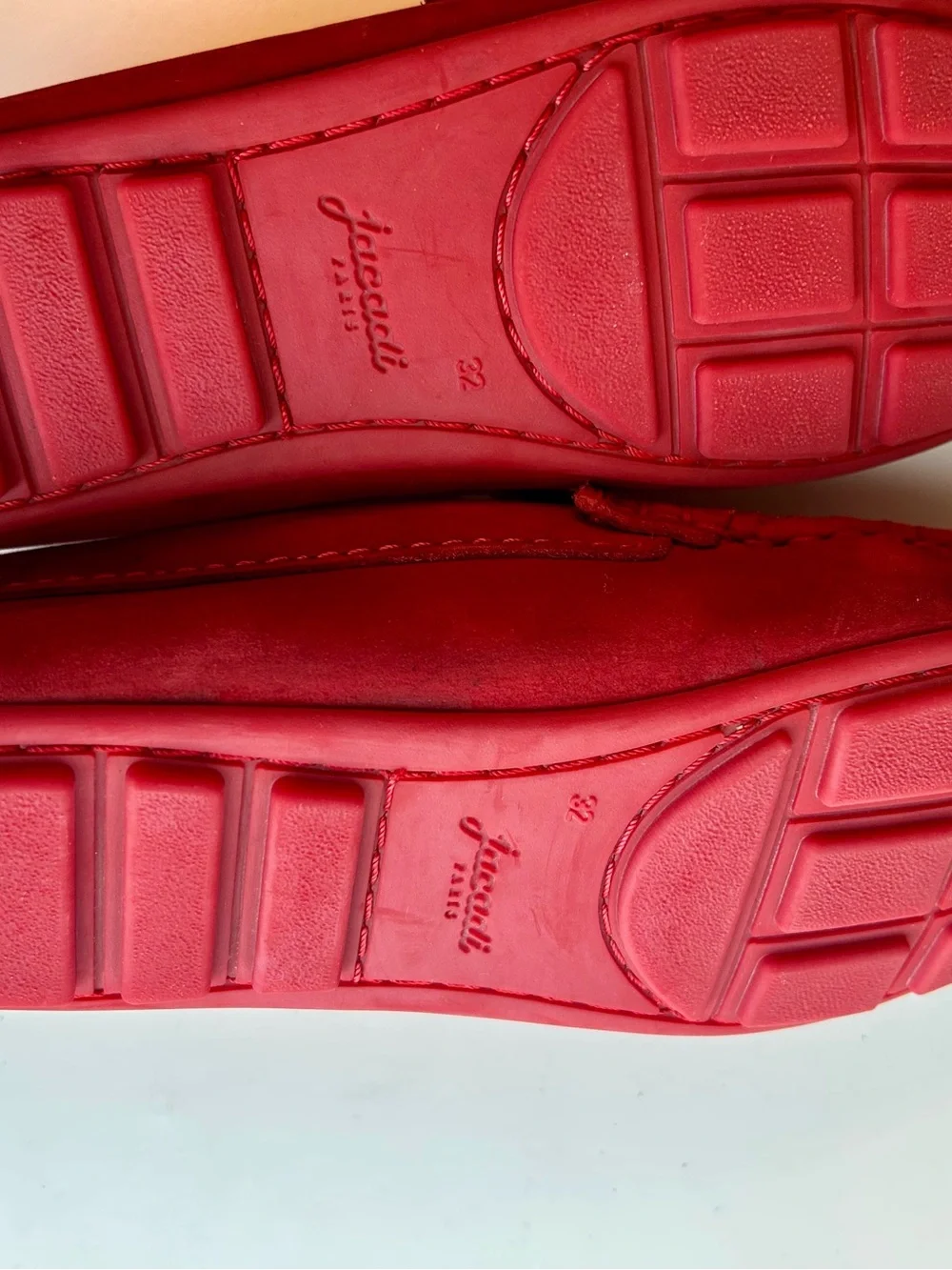 Jacadi - Kids Red Suede Moccasin Loafers - Size 32 Eur (1US)